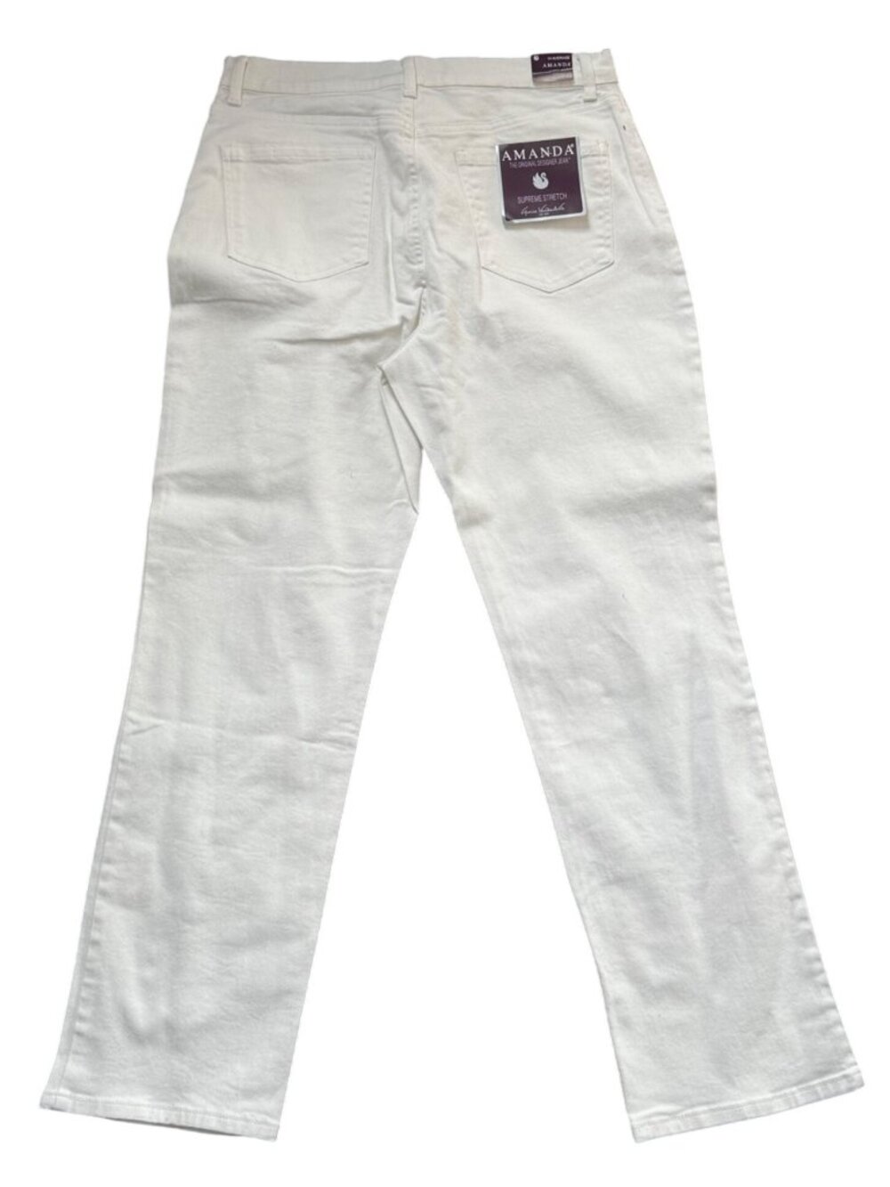 Womens White Jean Tapered Classic Rise White Supreme Stretch Jeans 14 Amanda Jea - Picture 3 of 14